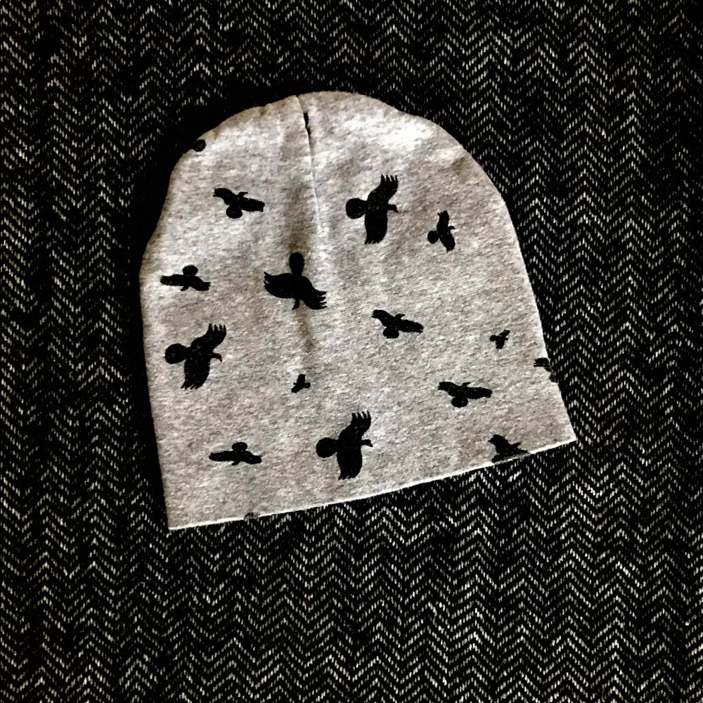 Gray Bird Pattern Kids Beanie